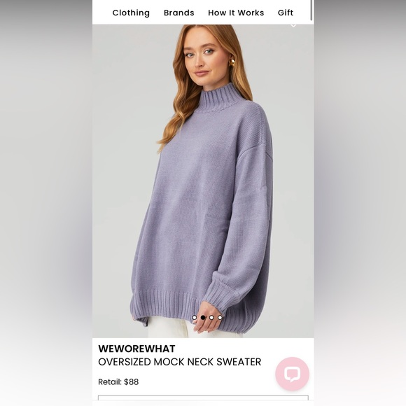 NWT WE WORE WHAT OVERSIZED MOCK NECK SWEATER. In a greyish blue purple color - Picture 3 of 8